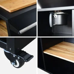 sweeek Braciere barbecue su carrello con vano portaoggetti, coperchio e utensili, Ø80cm