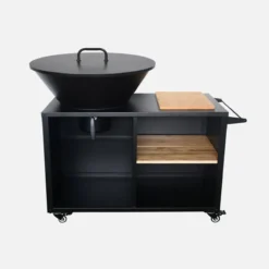 sweeek Braciere barbecue su carrello con vano portaoggetti, coperchio e utensili, Ø80cm