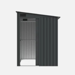 sweeek Capanno da giardino addossabile in acciaio 2,91m² con porta scorrevole e kit di ancoraggio