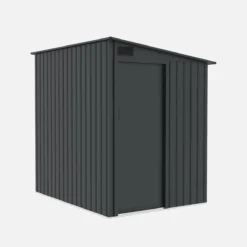 sweeek Capanno da giardino addossabile in acciaio 2,91m² con porta scorrevole e kit di ancoraggio