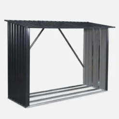 sweeek Capannone da giardino in acciaio zincato per legna, 80x215x155cm