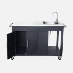 sweeek Carrello da cucina da esterno in acciaio