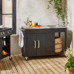 sweeek Carrello da cucina da esterno in acciaio