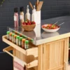sweeek Carrello da cucina da esterno in legno con maniglie e 7 vani portaoggetti, 130cm