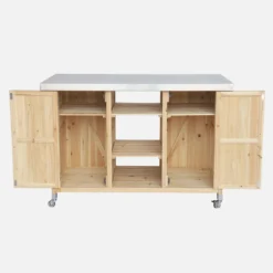 sweeek Carrello da cucina da esterno in legno con maniglie e 7 vani portaoggetti, 130cm