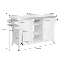 sweeek Carrello da cucina da esterno in legno con maniglie e 7 vani portaoggetti, 130cm