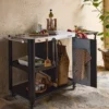 sweeek Carrello da cucina da esterno in acciaio con tavolino pieghevole, 94.5cm