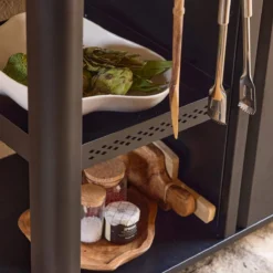 sweeek Carrello da cucina da esterno in acciaio con tavolino pieghevole, 94.5cm