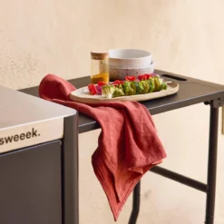 sweeek Carrello da cucina da esterno in acciaio con tavolino pieghevole, 94.5cm