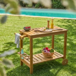 sweeek Carrello da cucina da esterno in legno di abete, 95cm