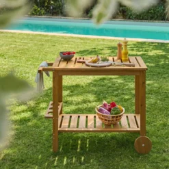 sweeek Carrello da cucina da esterno in legno di abete, 95cm