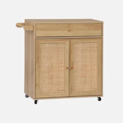 sweeek Carrello da cucina decorato in legno con 1 cassetto, 80cm