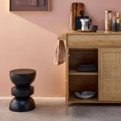 sweeek Carrello da cucina decorato in legno con 1 cassetto, 80cm