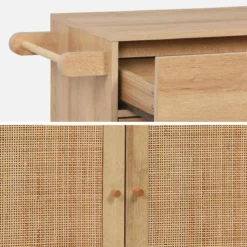 sweeek Carrello da cucina decorato in legno con 1 cassetto, 80cm