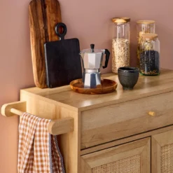 sweeek Carrello da cucina decorato in legno con 1 cassetto, 80cm
