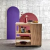 sweeek Carrello da cucina effetto legno con portabottiglie, 100cm