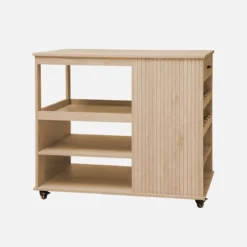 sweeek Carrello da cucina effetto legno con portabottiglie, 100cm
