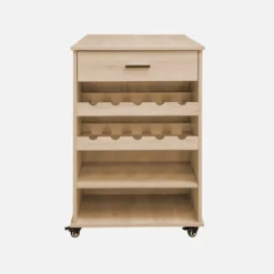 sweeek Carrello da cucina effetto legno con portabottiglie, 100cm