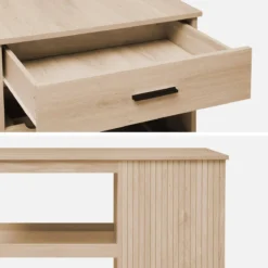 sweeek Carrello da cucina effetto legno con portabottiglie, 100cm