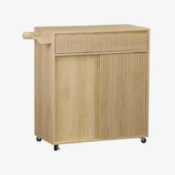 sweeek Carrello da cucina in legno decorato con 1 cassetto, 80cm