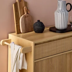 sweeek Carrello da cucina in legno decorato con 1 cassetto, 80cm