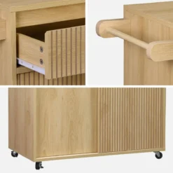 sweeek Carrello da cucina in legno decorato con 1 cassetto, 80cm