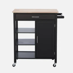 sweeek Carrello da cucina in legno di gomma con 5 ripiani, 74cm
