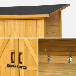 sweeek Casetta da giardino in legno d'abete e 4 vani portaoggetti, 140cm