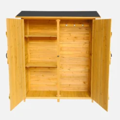 sweeek Casetta da giardino in legno d'abete e 4 vani portaoggetti, 140cm