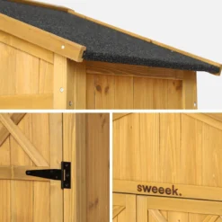 sweeek Casetta da giardino in legno d'abete e 6 vani portaoggetti, 105cm