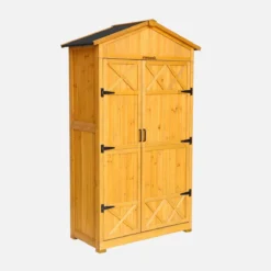 sweeek Casetta da giardino in legno d'abete e 6 vani portaoggetti, 105cm