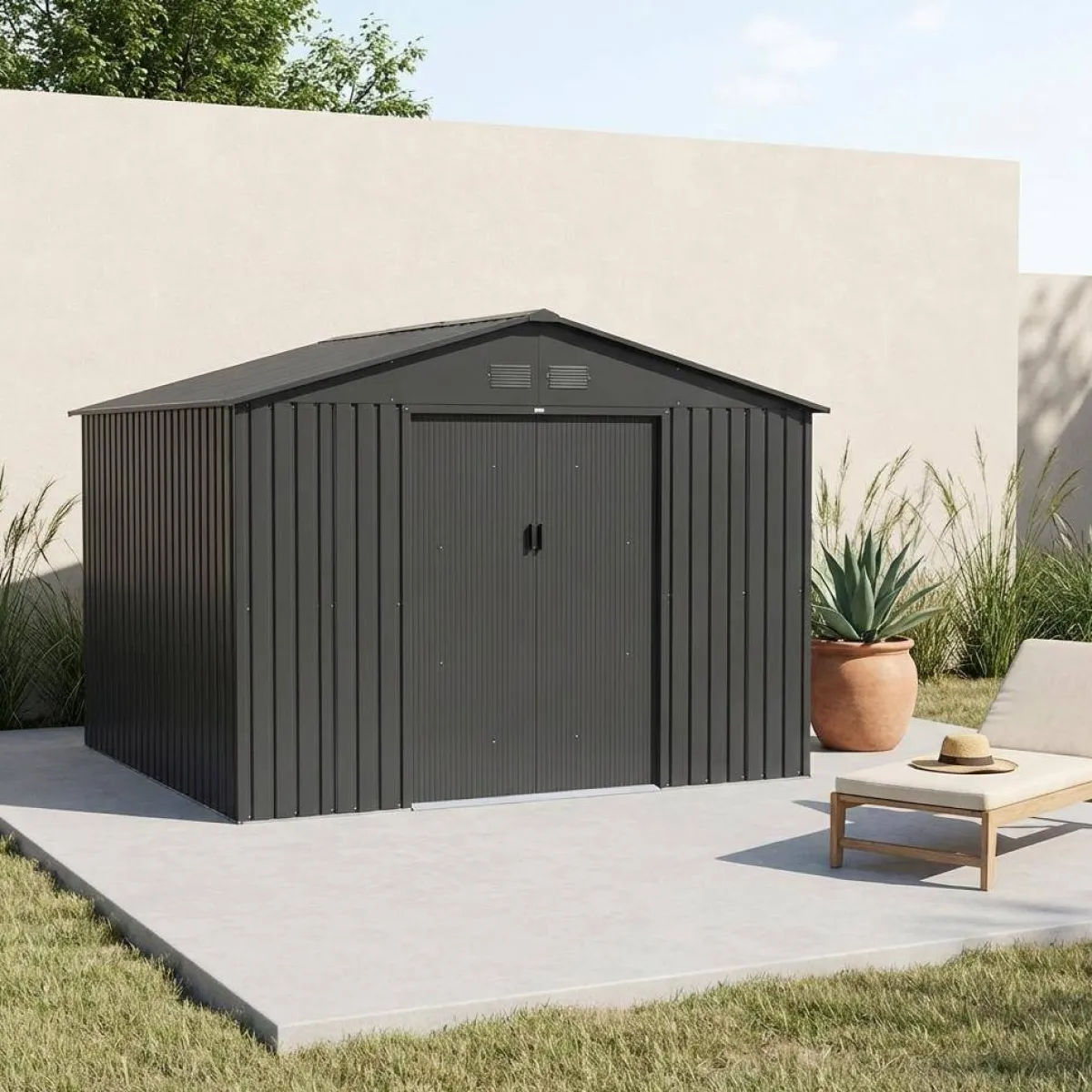 sweeek Casetta da giardino in metallo, 10.85m²