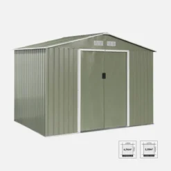 sweeek Casetta da giardino in metallo con kit di ancoraggio, 5.9m²