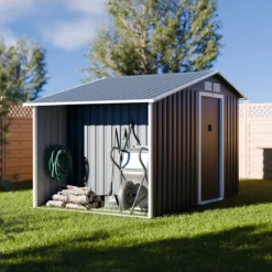 sweeek Casetta da giardino in metallo di 5,42m² con legnaia