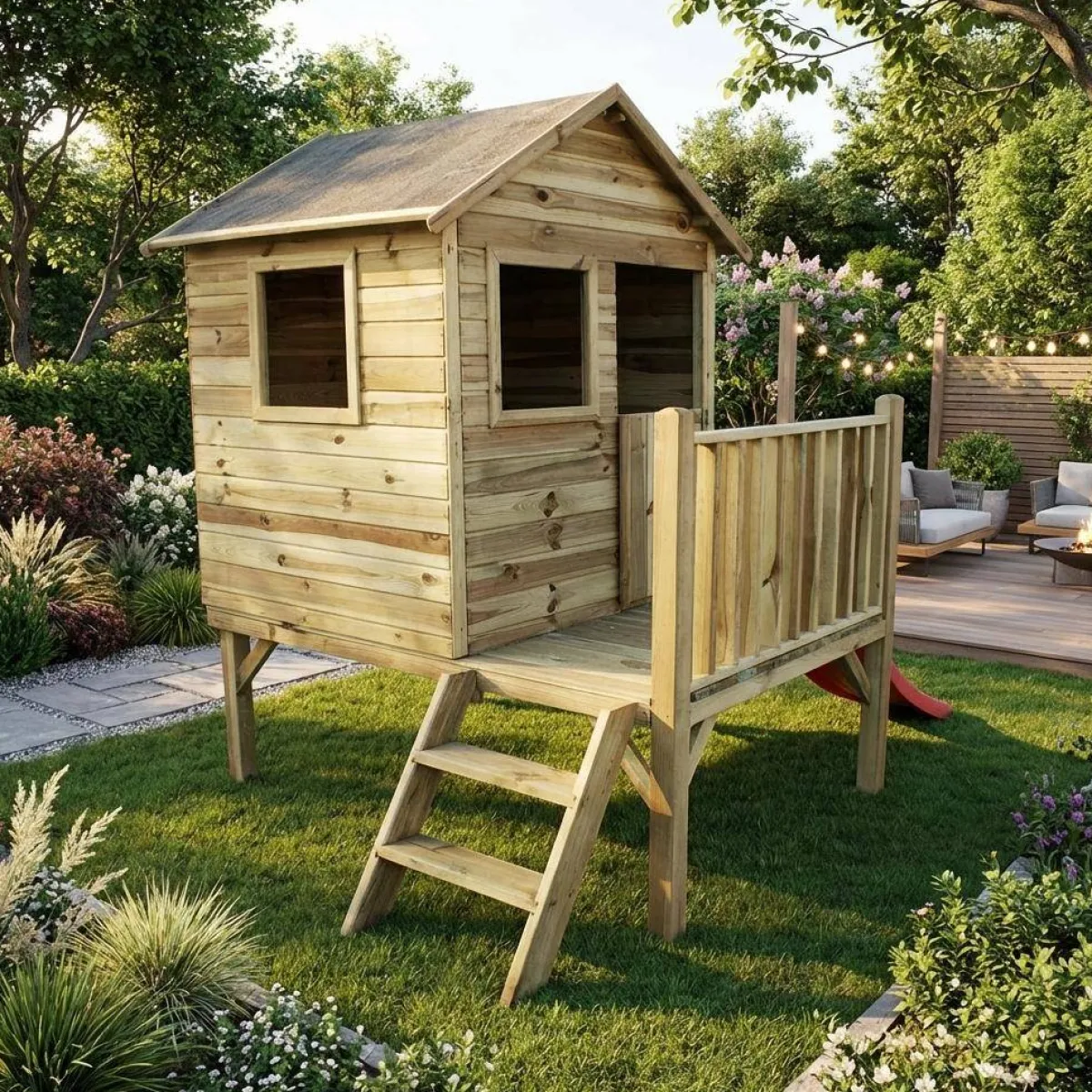 sweeek Casetta per bambini in legno di pino su palafitte 2m²