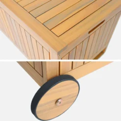 sweeek Cassapanca da giardino in legno di acacia con ruote, 119L