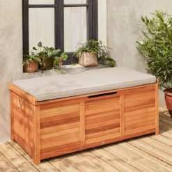 sweeek Cassapanca da giardino in legno con maniglie, 200L