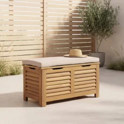 sweeek Cassapanca da giardino in legno di acacia con pistoni, 63L