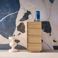 sweeek Cassettiera alta con 4 cassetti effetto legno