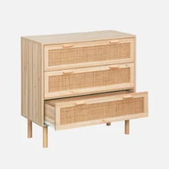 sweeek Cassettiera con effetto canna e legno a 3 cassetti