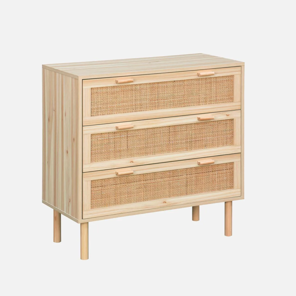 sweeek Cassettiera con effetto canna e legno a 3 cassetti