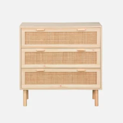 sweeek Cassettiera con effetto canna e legno a 3 cassetti