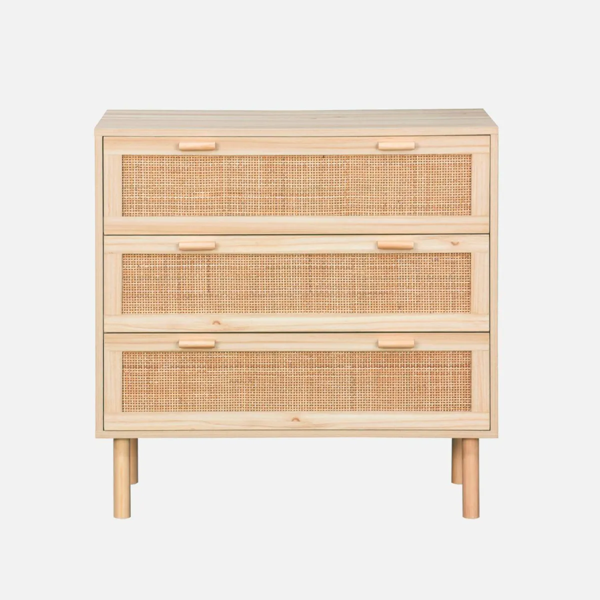 sweeek Cassettiera con effetto canna e legno a 3 cassetti