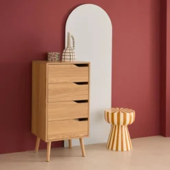 sweeek Cassettiera decorata in legno con 4 cassetti