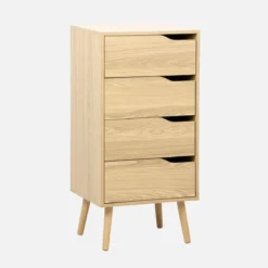 sweeek Cassettiera decorata in legno con 4 cassetti