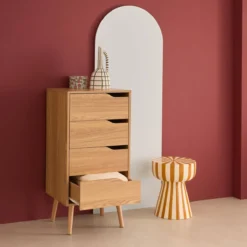 sweeek Cassettiera decorata in legno con 4 cassetti