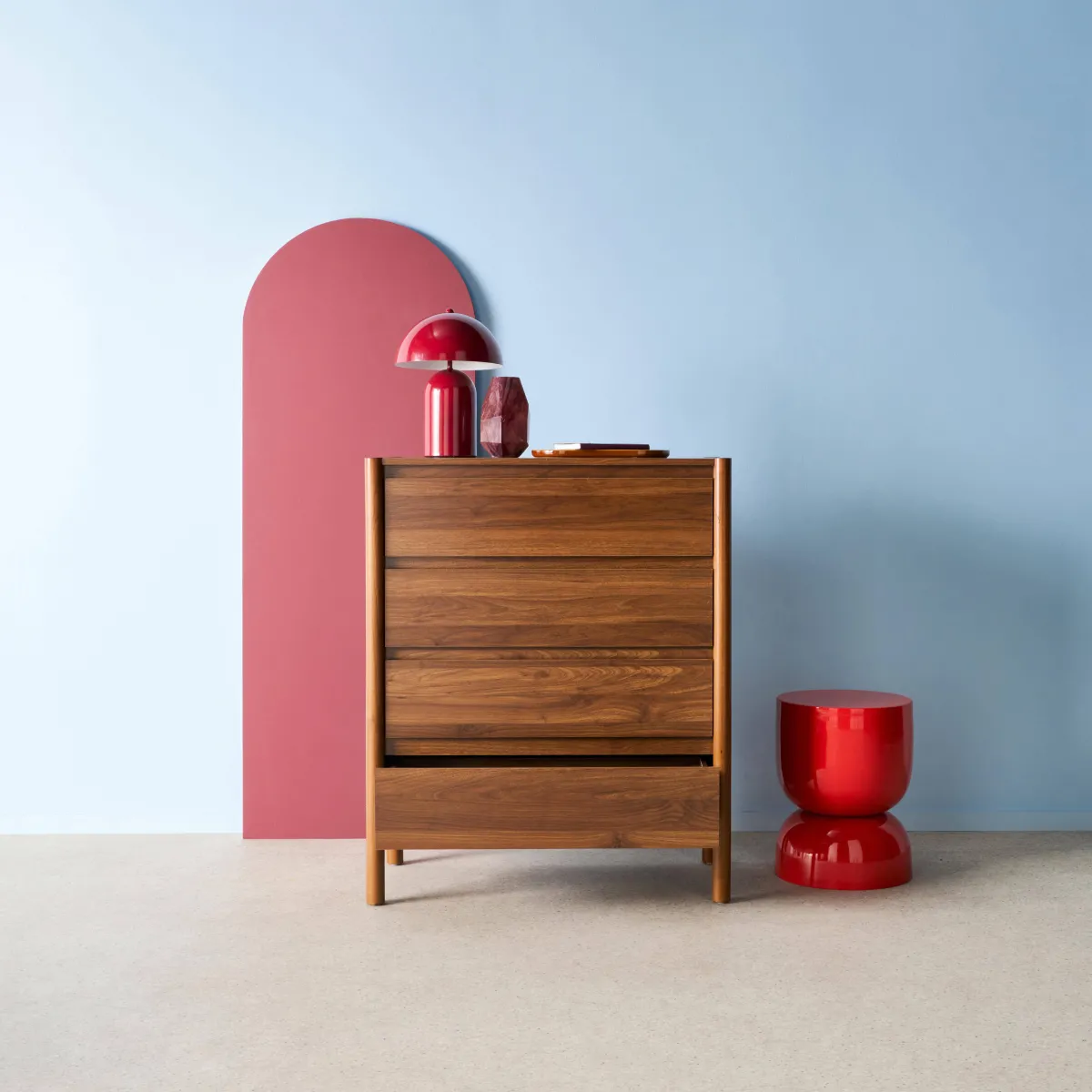 sweeek Cassettiera decorativa in legno 4 cassetti