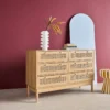 sweeek Cassettiera decorativa legno e rattan 6 cassetti