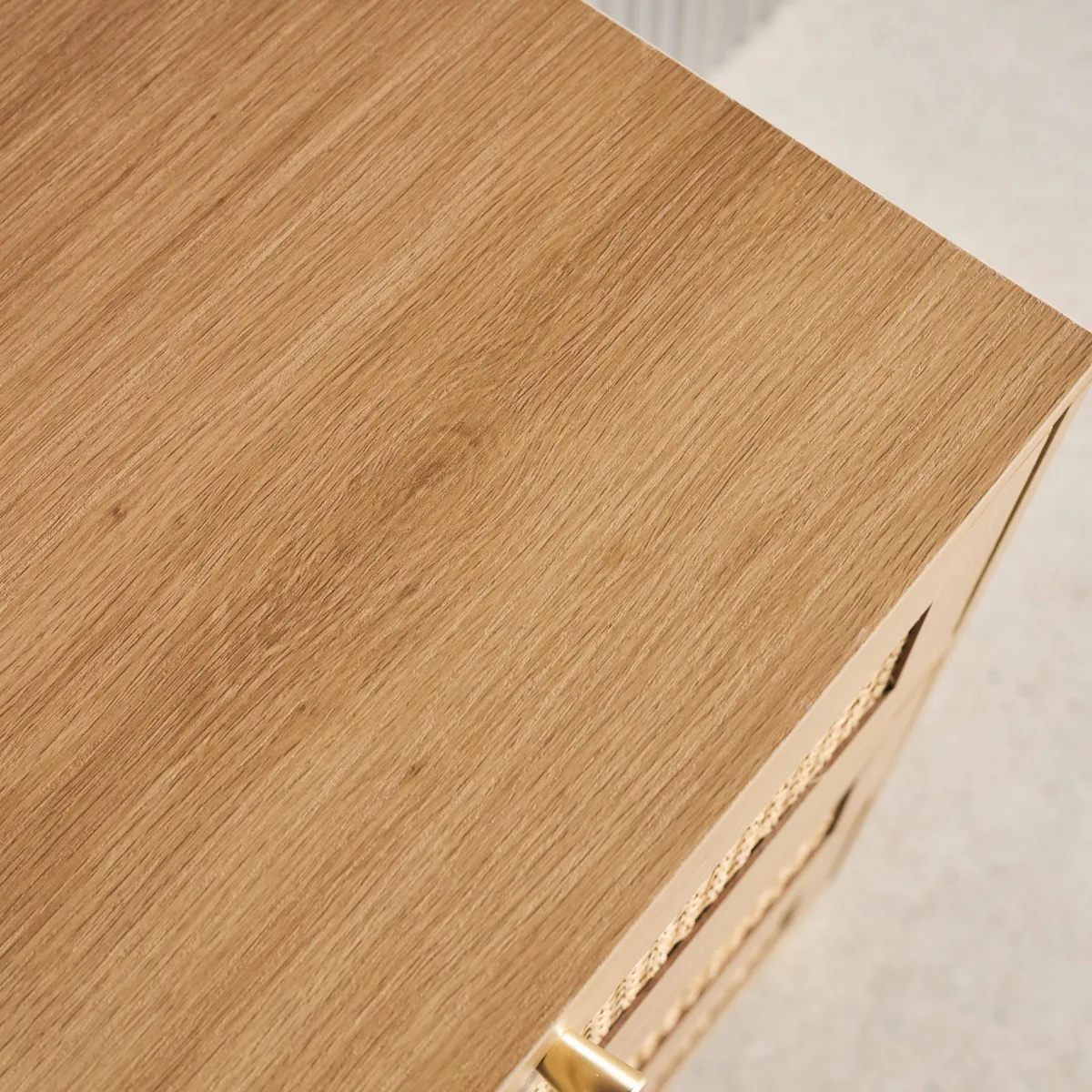 sweeek Cassettiera decorazione legno e cannage 3 cassetti