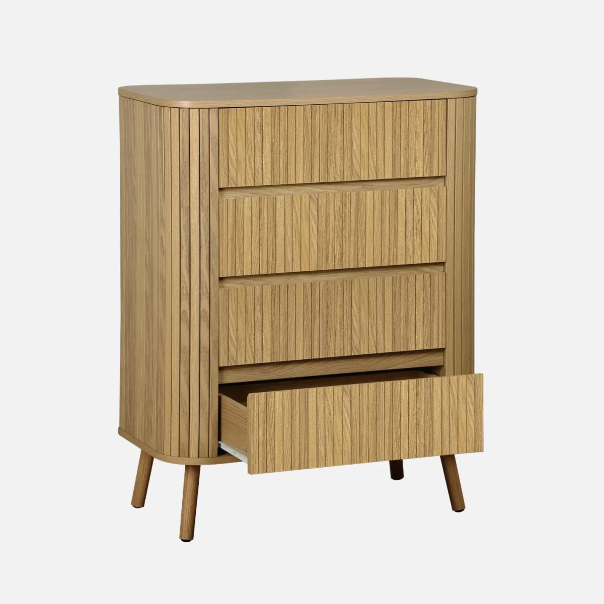 sweeek Cassettiera decorazione striata 4 cassetti